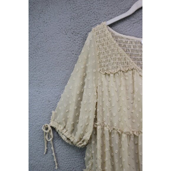 Ces Femme Swiss Dot Tiered Sheer Dress-Lined-Size Large-Cottagecore-BOHO - Picture 5 of 11